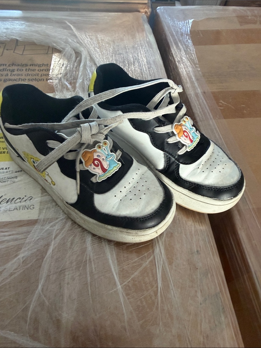 Kids Black and White Sneakers with Playful Shoe Charms
